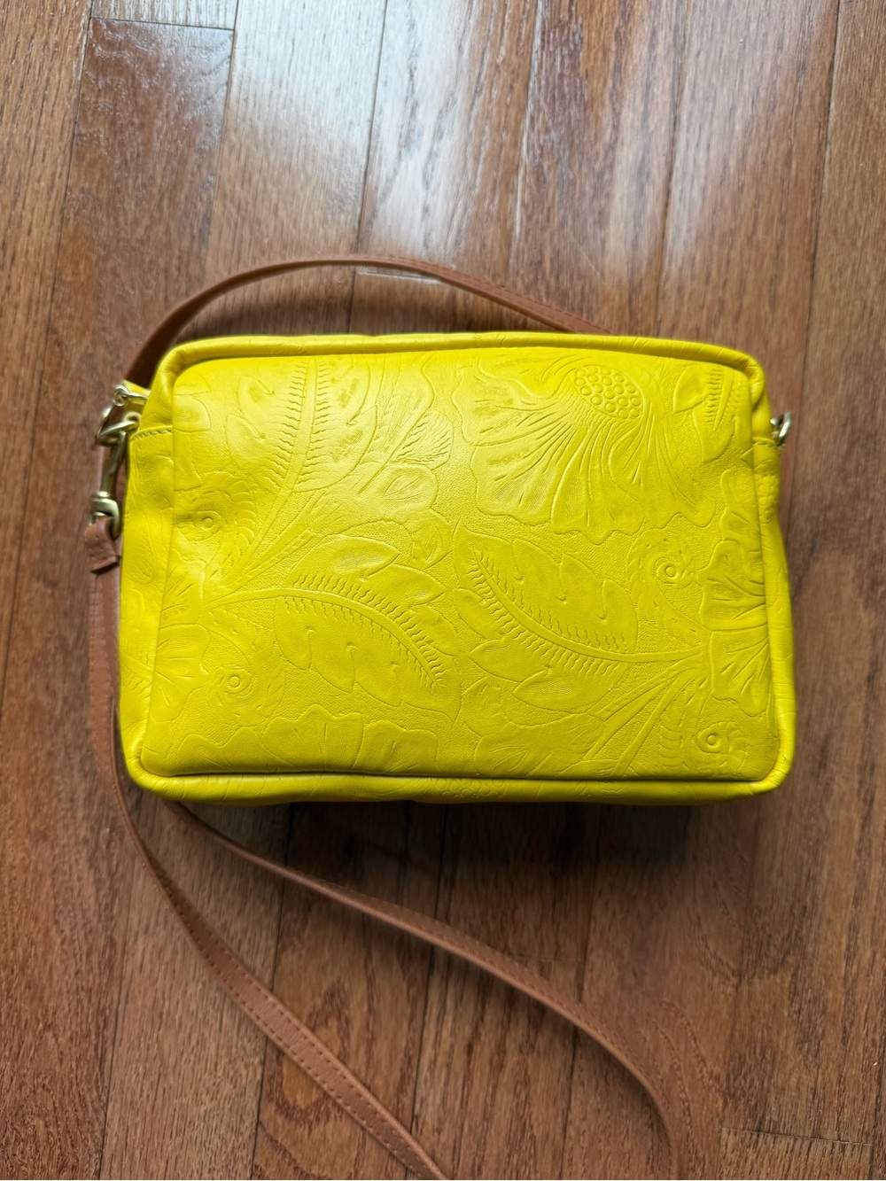 Clare V. Midi Sac Yellow Embossed Leather